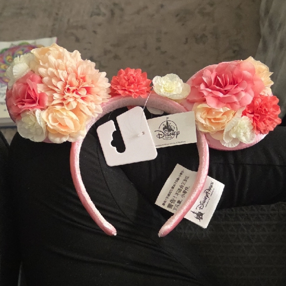 Disney Pink and Peach Floral Minnie Ears Headband 2019 FlowerAnd Garden Festival